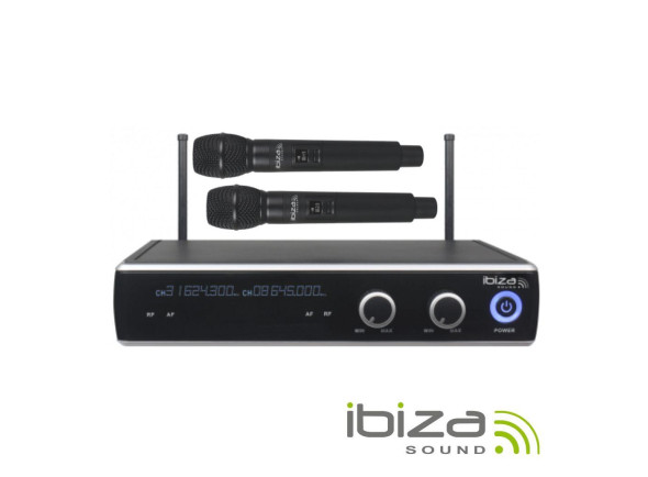 Ibiza  Central Microfone S/ Fios 2 Canais UHF 863.9/864.9mhz IBIZA